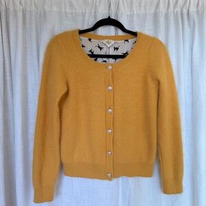 Anthropologie HWR Gold Angora Rabbit Hair Cardigan Cat Lining Size M